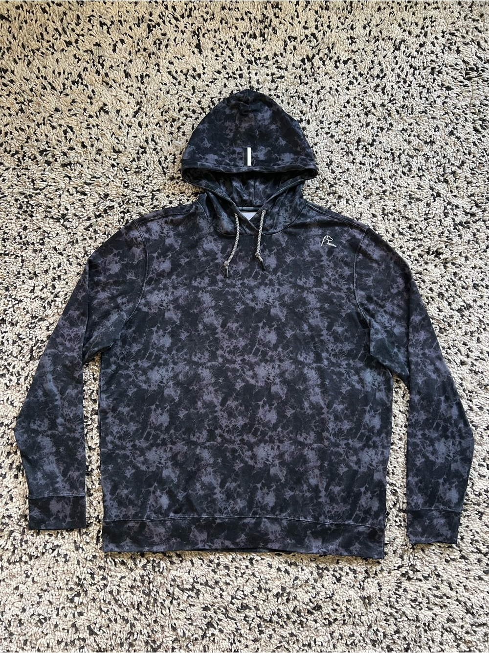 Rhoback Hesi Performance Hoodie Lightweight Stretch Grey Black Tie Dye Large
